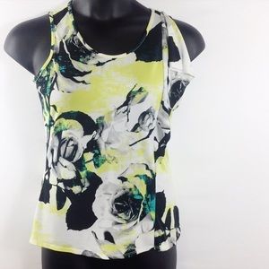 Worthington Floral Print Sleeveless Blouse Small